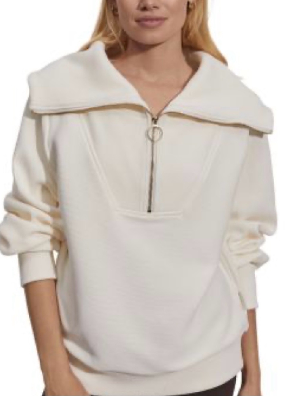NWT! Varley vine half zip small ivory